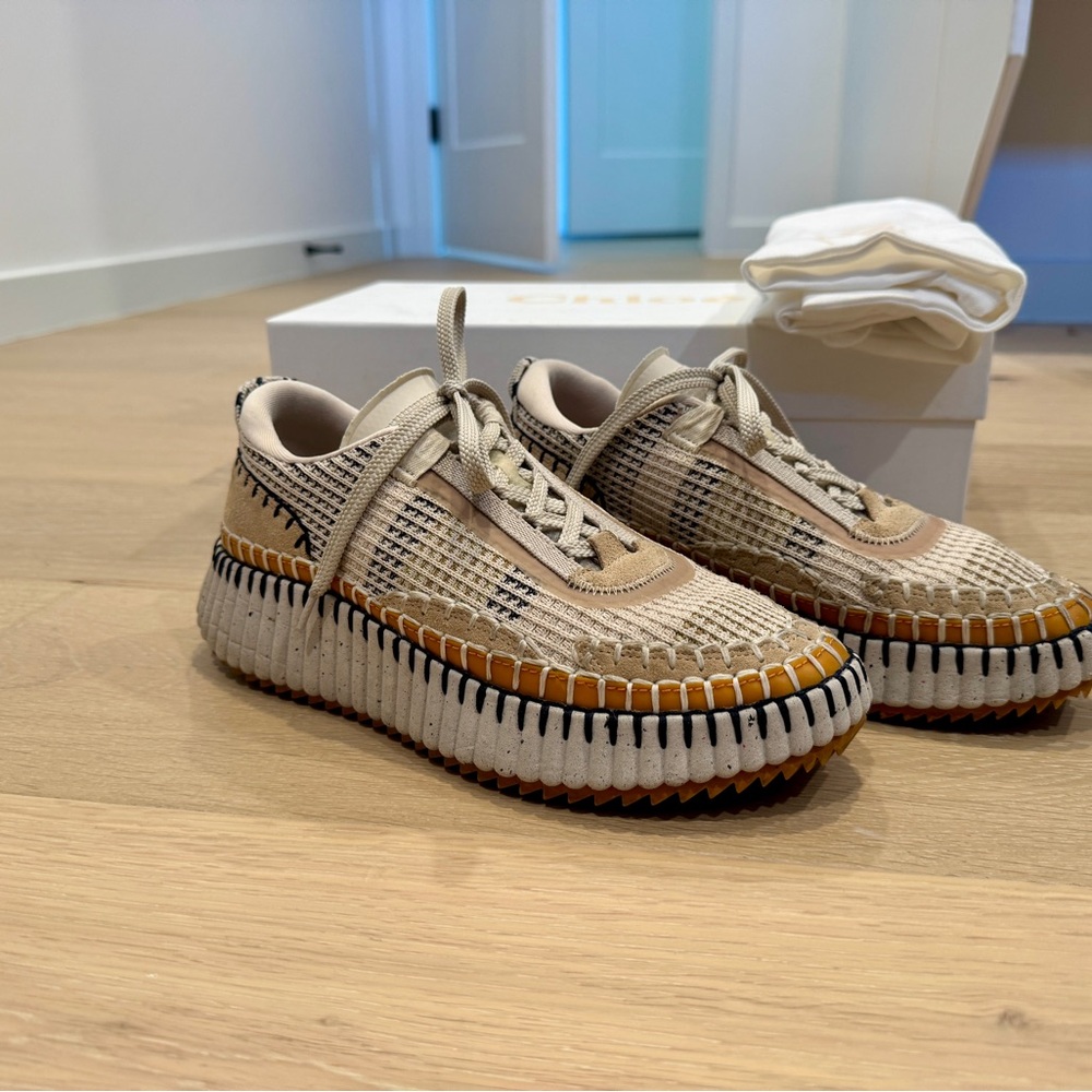 Chloé Nama Sneakers, size 8, Biscotti Beige